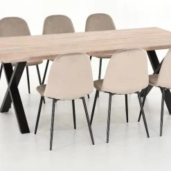 Veke Orvo-Furia 6-hengen Ruokailuryhmä Valkoöljytty Tammi/beige -Veke Myymälä Veke Orvo Furia 6 hengen ruokailuryhma valkooljytty tammi beige 1 1