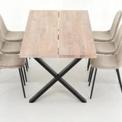 Veke Orvo-Furia 6-hengen Ruokailuryhmä Valkoöljytty Tammi/beige -Veke Myymälä Veke Orvo Furia 6 hengen ruokailuryhma valkooljytty tammi beige 4 2