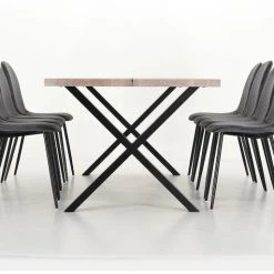 Veke Orvo-Furia 8-hengen Ruokailuryhmä Valkoöljytty Tammi/tummanharmaa -Veke Myymälä Veke Orvo Furia 8 hengen ruokailuryhma valkooljytty tammi tummanharmaa 4 0