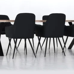 Veke Orvo-Harbo 6-hengen Ruokailuryhmä Valkoöljytty Tammi/musta PU -Veke Myymälä Veke Orvo Harbo 6 hengen ruokailuryhma valkooljytty tammi musta PU 1 0