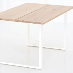 Veke Rustiikki Lankkupöytä 140x90 Cm Lakattu Tammi/valkoinen Metallijalka