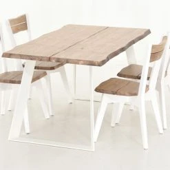 Veke Triangel-Lana 4-hengen Ruokailuryhmä, Antiikkipetsattu/valkoinen -Veke Myymälä Veke Triangel Lana ruokailuryhma 4 hengen antiikkipetsattu valkoinen 3 1