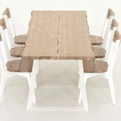 Veke Triangel-Lana 6-hengen Ruokailuryhmä, Antiikkipetsattu/valkoinen -Veke Myymälä Veke Triangel Lana ruokailuryhma 6 hengen antiikkipetsattu valkoinen 4 2