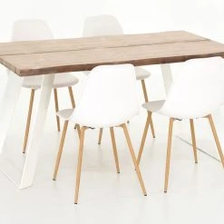 Veke Triangel-Syli 4-hengen Ruokailuryhmä Valkoinen/antiikkipetsattu -Veke Myymälä Veke Triangel Syli 4 hengen ruokailuryhma valkoinen antiikkipetsattu 1 1