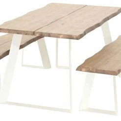 Veke Triangel Lankku Penkkiryhmä 4-hengen Antiikkipetsattu/valkoinen -Veke Myymälä Veke Triangel lankku penkkiryhma 4 hengen antiikkipetsattu valkoinen 3 1