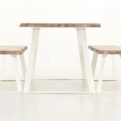 Veke Triangel Lankku Penkkiryhmä 4-hengen Antiikkipetsattu/valkoinen -Veke Myymälä Veke Triangel lankku penkkiryhma 4 hengen antiikkipetsattu valkoinen 4 0