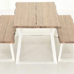 Veke Triangel Lankku Penkkiryhmä 4-hengen Antiikkipetsattu/valkoinen -Veke Myymälä Veke Triangel lankku penkkiryhma 4 hengen antiikkipetsattu valkoinen 4 2