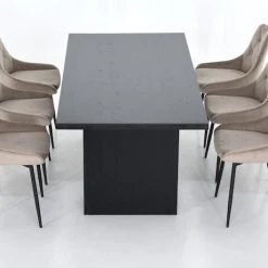 Veke Tyvi-Alberton 6-hengen Ruokailuryhmä Hiili/beige -Veke Myymälä Veke Tyvi Alberton 6 hengen ruokailuryhma hiili beige 4 2