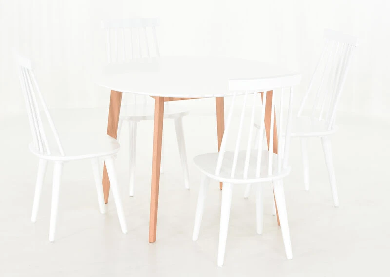 Veke Vojens-Lotta Pyöreä 4-hengen Ruokailuryhmä Valkoinen/luonnonväri - Image 2