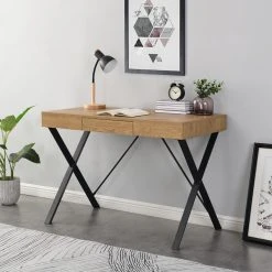 Veke Aarni Työpöytä X-jalalla Tammi/musta -Veke Myymälä aarni tyopoyta Xjalka miljoo