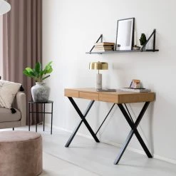 Veke Aarni Työpöytä X-jalalla Tammi/musta -Veke Myymälä aarni tyopoyta x jalalla web 3