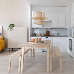 Veke Ahvo 4-hengen Ruokailuryhmä Penkeillä Lakattu Koivu