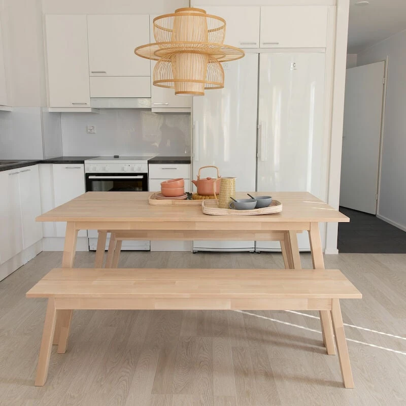 Veke Ahvo 4-hengen Ruokailuryhmä Penkeillä Lakattu Koivu 8 Veke Ahvo 4-hengen Ruokailuryhmä Penkeillä Lakattu Koivu - Image 6