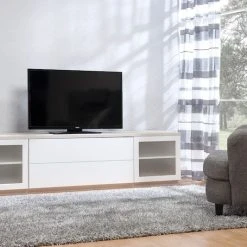 Hiipakka Anton Tv-taso 200 Cm Maitolasi Valkoinen/saarni