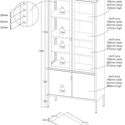 Eureka Carbon Korkea Vitriini 80x35 Cm Musta -Veke Myymälä carbon korkea vitriini musta mittakuva