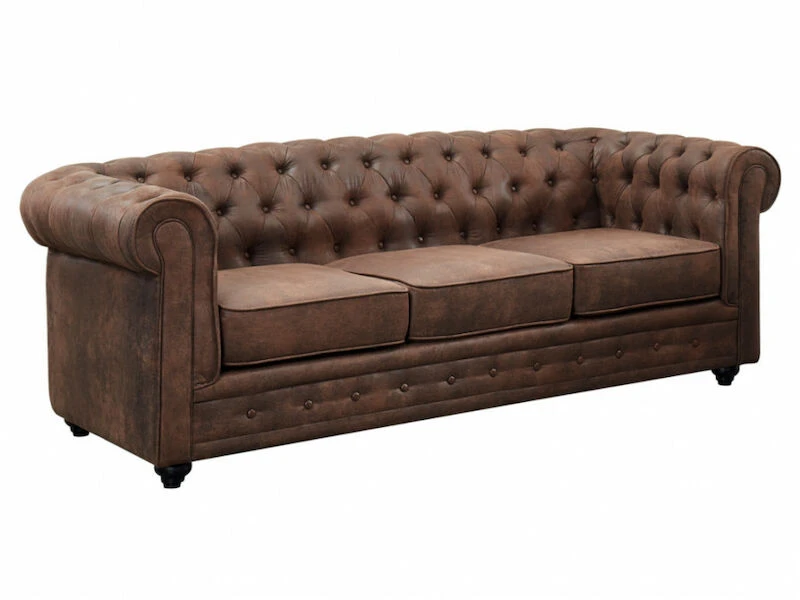 Veke Chesterfield Vintage 3-istuttava Sohva Tummanruskea 4 Veke Chesterfield Vintage 3-istuttava Sohva Tummanruskea - Image 2