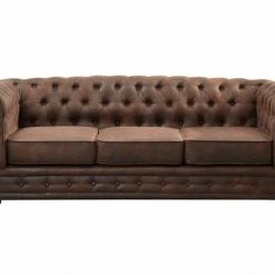 Veke Chesterfield Vintage 3-istuttava Sohva Tummanruskea