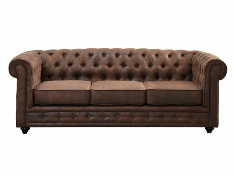 Veke Chesterfield Vintage 3-istuttava Sohva Tummanruskea 3 Veke Chesterfield Vintage 3-istuttava Sohva Tummanruskea
