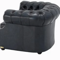 Veke Chesterfield Nojatuoli Sininen Rub-off Nahka, Wenge Jalat -Veke Myymälä chesterfield nojatuoli sininen rubb nahka 00