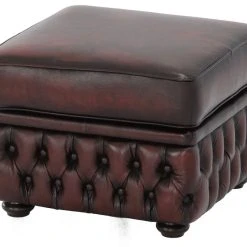 Veke Chesterfield Rahi 56x56x41cm Punaruskea Rub-off Nahka, Wenge Jalat -Veke Myymälä chesterfield rahi punaruskea nahka 0 1