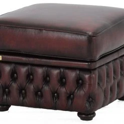 Veke Chesterfield Rahi 56x56x41cm Punaruskea Rub-off Nahka, Wenge Jalat -Veke Myymälä chesterfield rahi punaruskea nahka 4 1