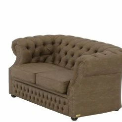 Veke Chesterfield 2-istuttava Sohva Ruskea Nevada 24, Wenge Jalat