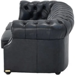 Veke Chesterfield 2-istuttava Sohva Sininen Rub-off Nahka, Wenge Jalat -Veke Myymälä chesterfield sohva 2 istuttava sininen rubb nahka 0