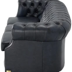 Veke Chesterfield 3-istuttava Sohva Sininen Rub-off Nahka, Wenge Jalat -Veke Myymälä chesterfield sohva 3 istuttava tummansininen rub off nahka kuva0