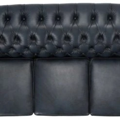 Veke Chesterfield 3-istuttava Sohva Sininen Rub-off Nahka, Wenge Jalat -Veke Myymälä chesterfield sohva 3 istuttava tummansininen rub off nahka kuva2