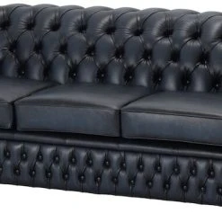 Veke Chesterfield 3-istuttava Sohva Sininen Rub-off Nahka, Wenge Jalat -Veke Myymälä chesterfield sohva 3 istuttava tummansininen rub off nahka kuva4 1