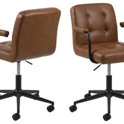 Cosmo Työtuoli Ruskea PU-keinonahka Brandy 691B -Veke Myymälä cosmo tyotuoli ruskea pu nahkaverhoiltu 3