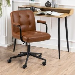 Cosmo Työtuoli Ruskea PU-keinonahka Brandy 691B -Veke Myymälä cosmo tyotuoli ruskea pu nahkaverhoiltu 5
