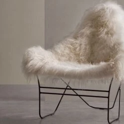 Cuero Design Valhalla Nojatuoli Valkoinen Lampaantalja Pitkä Karva/musta