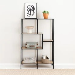 Eureka Dawson Hylly 80x33x120 Cm Musta/tammi -Veke Myymälä dawson hylly 80x33cm web 8