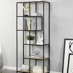 Eureka Dawson Korkea Hylly 80x33x186 Cm Musta/tammi -Veke Myymälä dawson korkea hylly mustatammi2