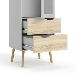 Tvilum Delta Kapea Vitriini 1-ovella Valkoinen/tammi -Veke Myymälä delta vitriini valkoinen tammi auki