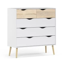 Tvilum Delta Lipasto 5-laatikolla Valkoinen/tammi -Veke Myymälä delta lipasto 5 laatikolla valk tammi 1 1