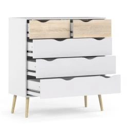 Tvilum Delta Lipasto 5-laatikolla Valkoinen/tammi