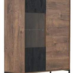 Eureka Kero Korkea Vitriini 93x39x133 Cm Tammi/harmaa -Veke Myymälä eureka Kero vitriini tammi harmaa 2 0