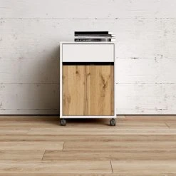 Tvilum Funktion Laatikosto Pyörillä Valkoinen/tammi -Veke Myymälä funktion laatikosto pyorilla4