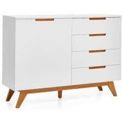 Veke Hanko Lipasto 4 Laatikkoa + Ovi Valkoinen/tammi