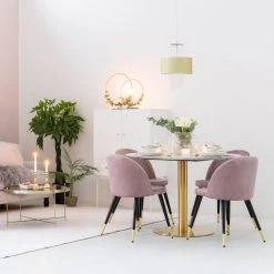 Veke, House Nordic House Nordic Bolzano-Velvet 4-hengen Pyöreä Ruokailuryhmä Marmori/musta/roosa/ku -Veke Myymälä house nordic bolzano ruokapoyta miljoo 1