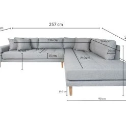 House Nordic Lido Avokulmasohva Oikea Hugo 10 Vaaleanharmaa -Veke Myymälä housenordic lido avokulmasohva mittakuva