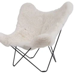Cuero Iceland Mariposa Shorn White Lepakkotuoli, Musta Jalka
