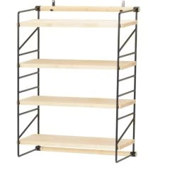 Kulmala-Tuote Ilma Seinähylly Pystykannakkeella 80 Musta -Veke Myymälä ilma rima seinahylly 4 hyllya musta 04 1