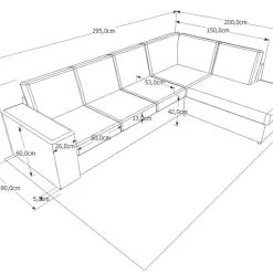 Veke Joel Avokulmasohva Oikea 3A, Tummanharmaa Inari Kangas 95 -Veke Myymälä joel avokulmasohva 3a mittakuva 1