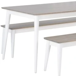 Veke Kaarna 8-hengen Ruokailuryhmä Penkeillä 220x100 Cm Harmaa/valkoinen -Veke Myymälä kaarna ruokailuryhma penkeilla valkoinen harmaa