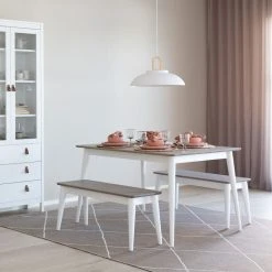 Veke Kaarna Penkki 102x35 Cm Harmaa/valkoinen -Veke Myymälä kaarna 4 hengen ruokailuryhma penkeilla harmaa valkoinen web 13 1