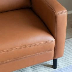 Veke Kaiho 3-istuttava Sohva Konjakki 7011 Nahka, Mustat Jalat