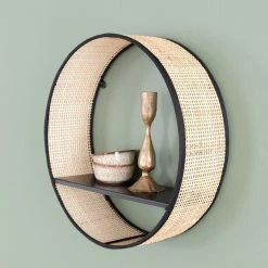 Veke Kerä Pyöreä Rottinkiseinähylly Ø35 Cm Luonnonväri/musta -Veke Myymälä kera pyorea rottinkiseinahylly 35cm web 4